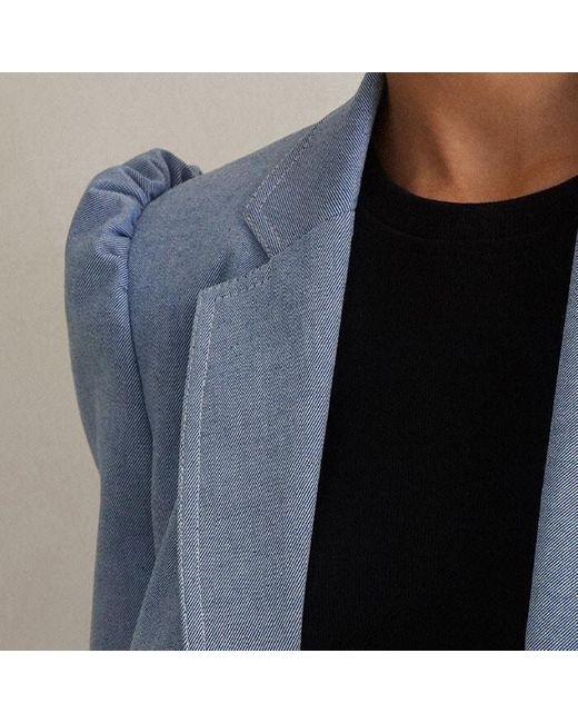 ME+EM Blue Chambray Tailoring Fitted Blazer