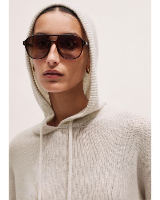ME+EM Multicolor Luxe Cashmere Curved Hem Hoody Dark Charcoal