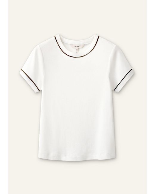 ME+EM White Piped Fitted T Shirt Soft-Rich