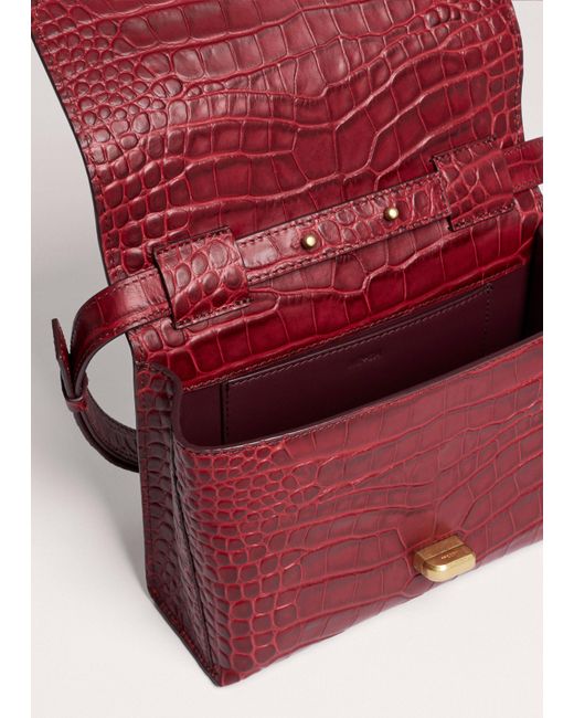 ME+EM Red Croc Print Clutch + Crossbody Bag