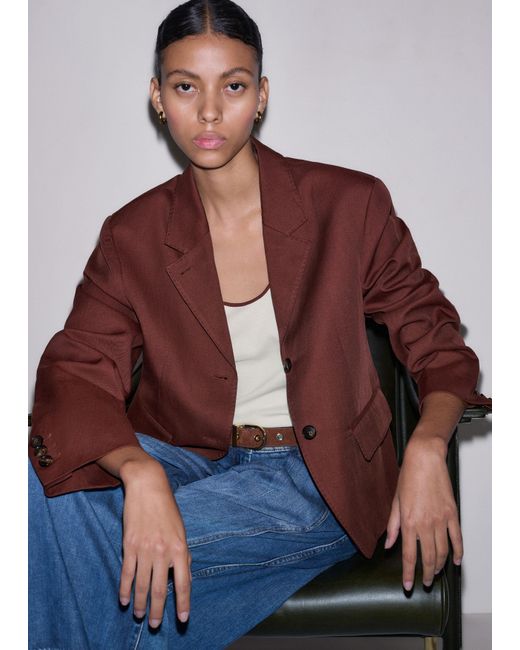 ME+EM Brown Intelligently Oversized Short Blazer