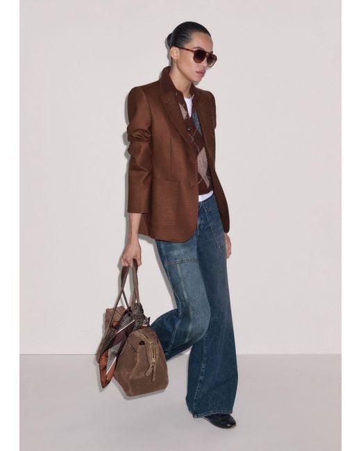 ME+EM Brown Sharp Shoulder Contour Blazer