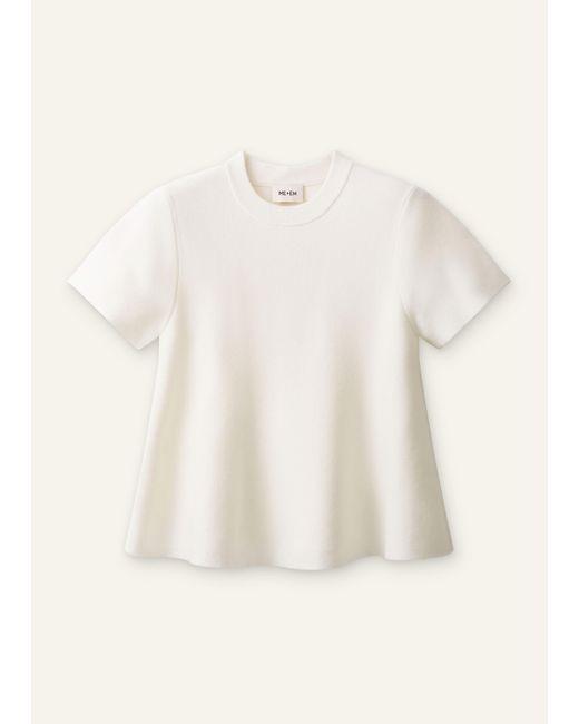 ME+EM Natural Wool Stretch Short Sleeve Swing Knit Top