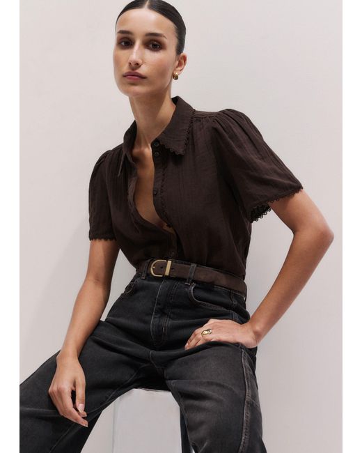 ME+EM Multicolor Cheesecloth Trim Detail Blouse