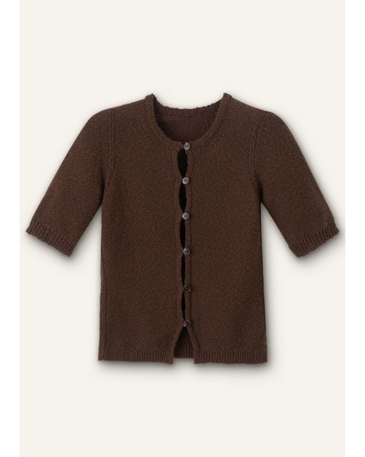 ME+EM Brown Bouclé Buttoned Tee