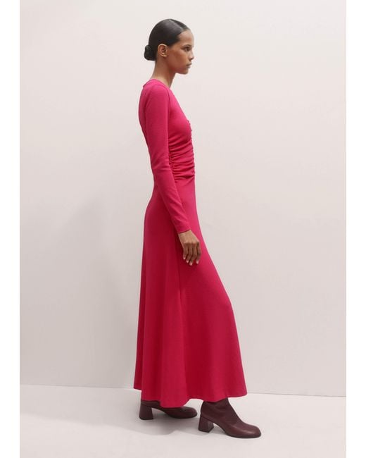 ME+EM Pink Textured Ruched Front Maxi Dress