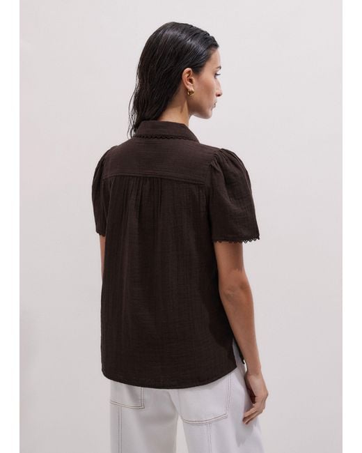 ME+EM Multicolor Cheesecloth Trim Detail Blouse