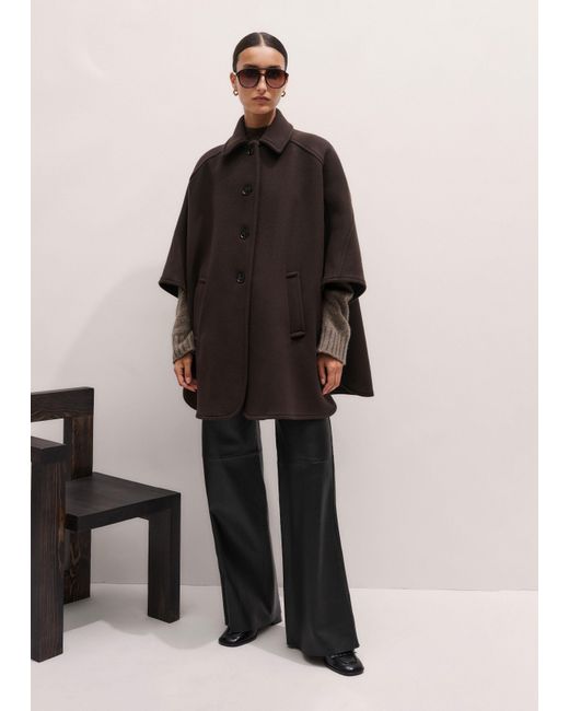 ME+EM Natural Wool-Blend Engineered Seam Cape Coat