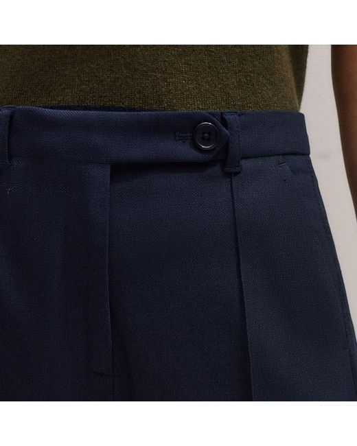 ME+EM Blue Wool-Blend Exaggerated Flare Trouser
