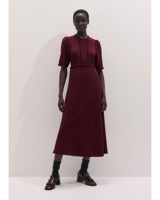 ME+EM Multicolor Textured Slim Midi Dress