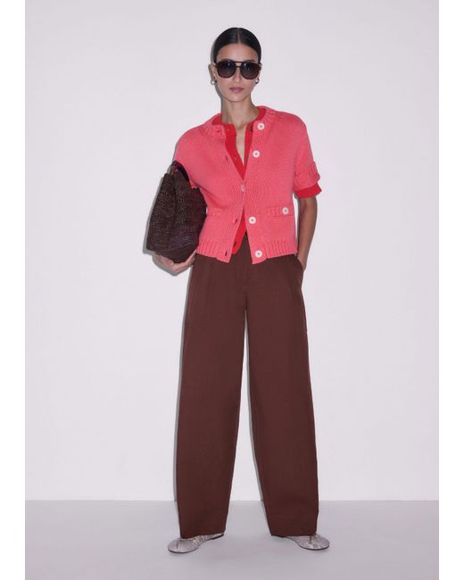 ME+EM Pink Button Through Straight Knit Tee