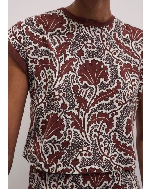ME+EM White Rising Wildflowers Print Relaxed Tee Cinnamon Multi