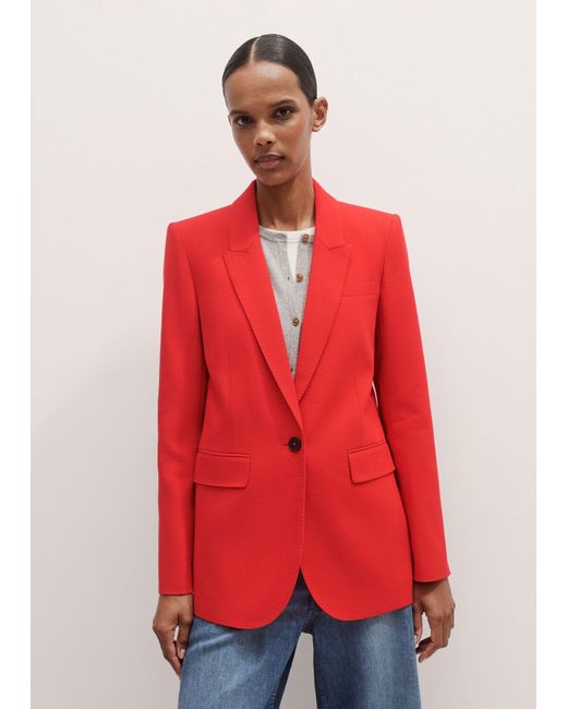 ME+EM Red Pop Color Sharp Shoulder Straight Blazer