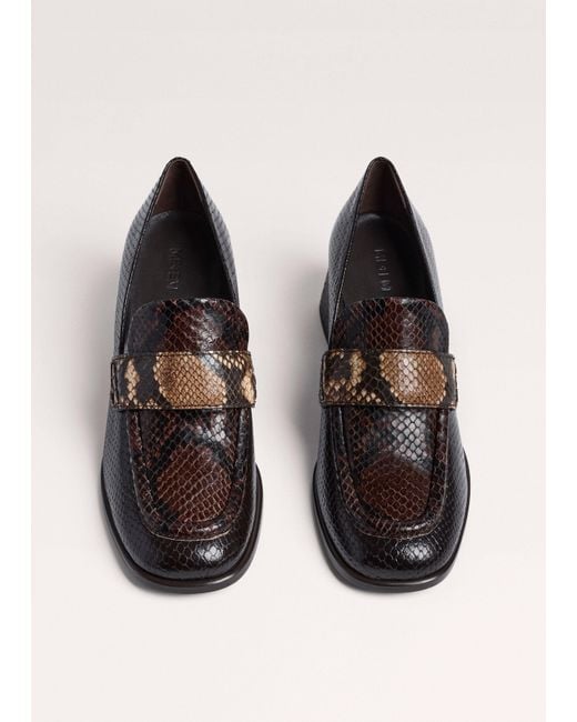 ME+EM Black Block Heel Loafer Tan-Chocolate
