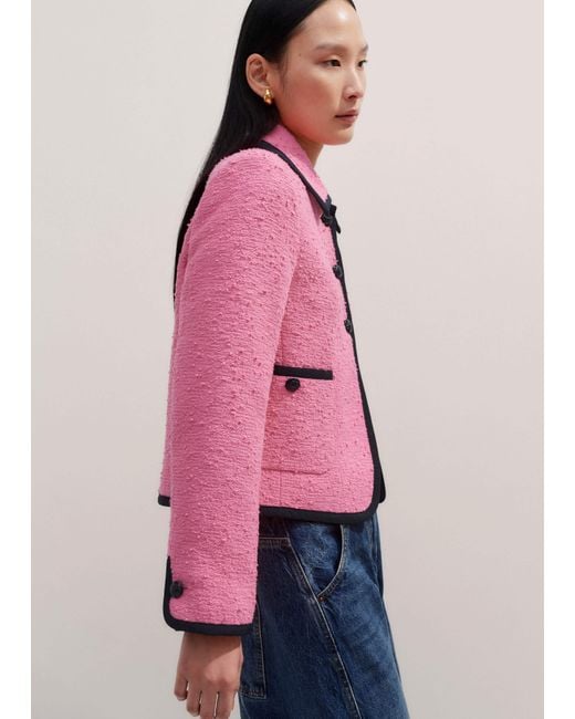 ME+EM Pink Contrast Bound Crop Jacket