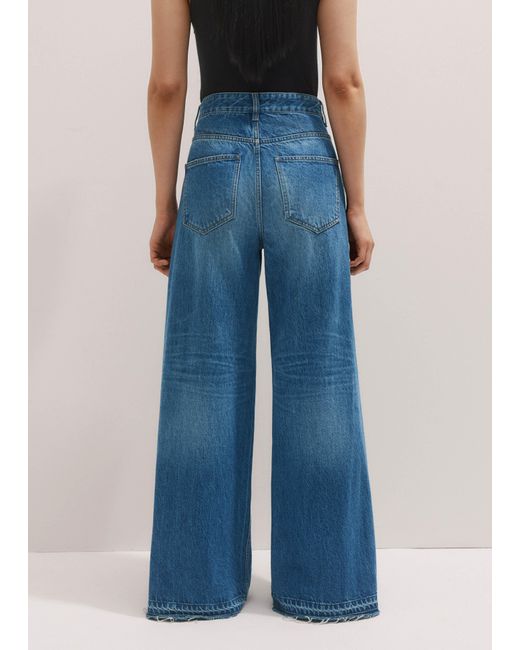 ME+EM Blue Distressed Ultimate Wide-Leg Jean Authentic