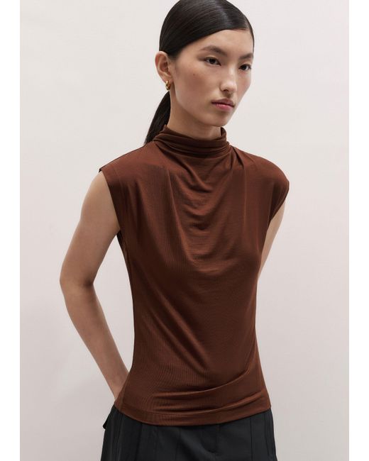ME+EM Blue Sleeveless Drape Top