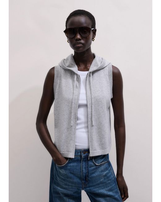 ME+EM Gray Sleeveless Zip Hoodie