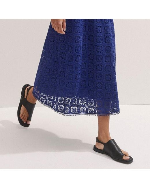 ME+EM Blue Lace Cap Sleeve Midi Dress