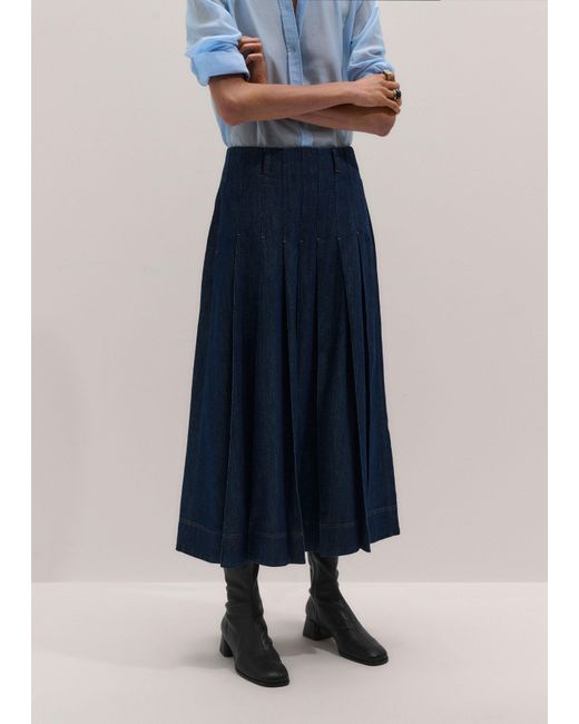 ME+EM Blue Multi Pleat Skirt Wash