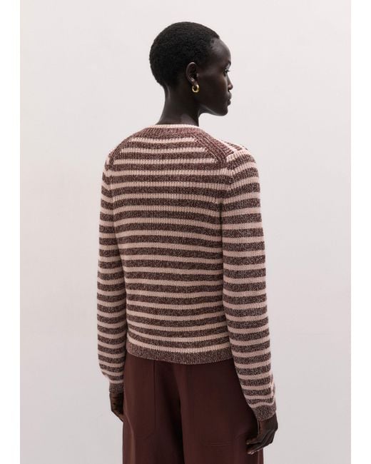 ME+EM Brown Mouliné Stripe Straight Cardigan Cinnamon Multi