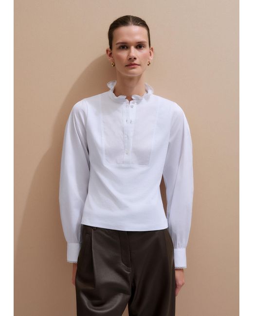 ME+EM Gray Frill Neck Layering Blouse