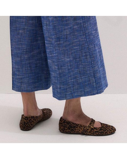 ME+EM Blue Texture Wide Leg Cropped Jumpsuit