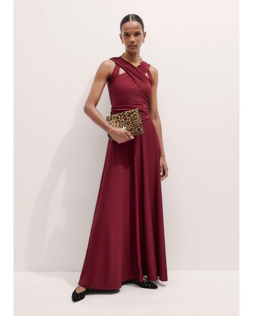 ME+EM Red Cross Over Front Feature Maxi Dress