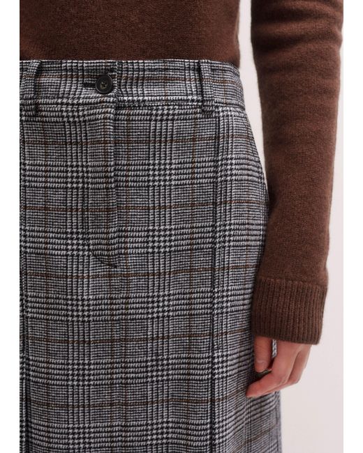 ME+EM Natural Check Pleat Detail Maxi Skirt/Light Cream