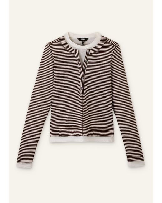 ME+EM Gray Double-Layer Look Long Sleeve Top