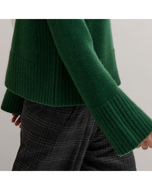 ME+EM Green Cashmere High Neck Statement Jumper