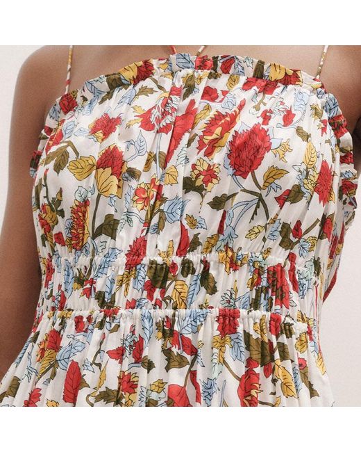 ME+EM Natural Cotton Rosebush Print Midi Dress