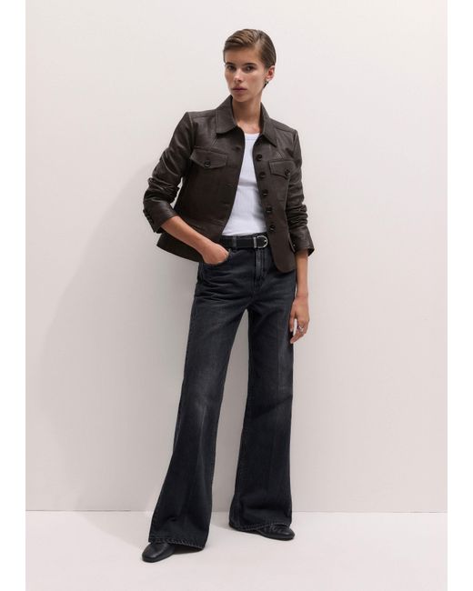 ME+EM Black Washed Leather Utility Jacket