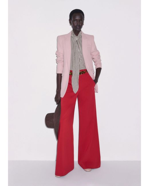 ME+EM Red Impossibly Soft Scarf Neck Sleeveless Tee + Tie Cocoa-Light Cream