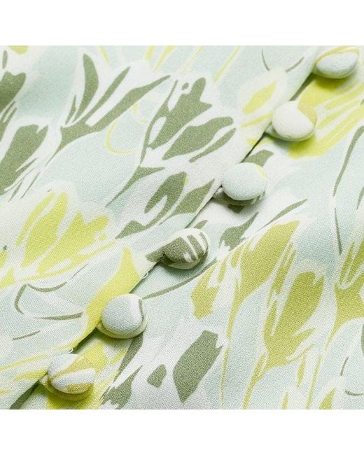 ME+EM Green Silk Tulip Print Full Length Dress + Tie