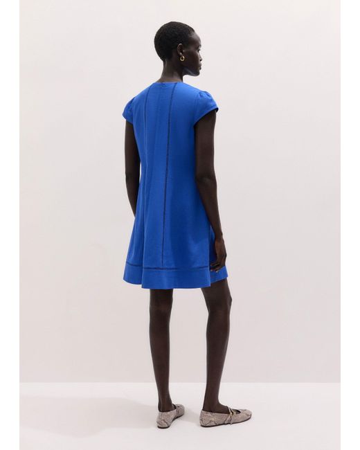 ME+EM Blue Crease-Less Linen Mini A-Line Dress