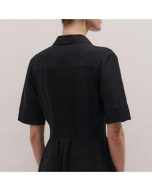 ME+EM Black Crease-Less Linen Cropped Jumpsuit + Belt