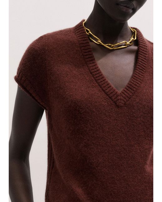 ME+EM Purple Merino Cashmere Silk V-Neck Straight Baby Tee