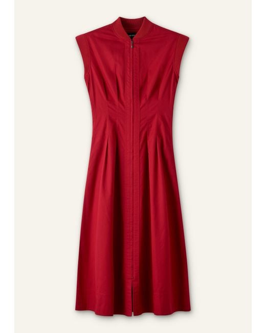 ME+EM Red Sporty Knit Trim Detail Midi Dress