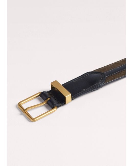ME+EM Black Stripe Leather Belt
