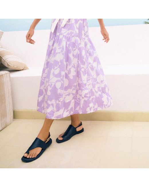 ME+EM Pink Cheesecloth Tulip Print Midi Skirt
