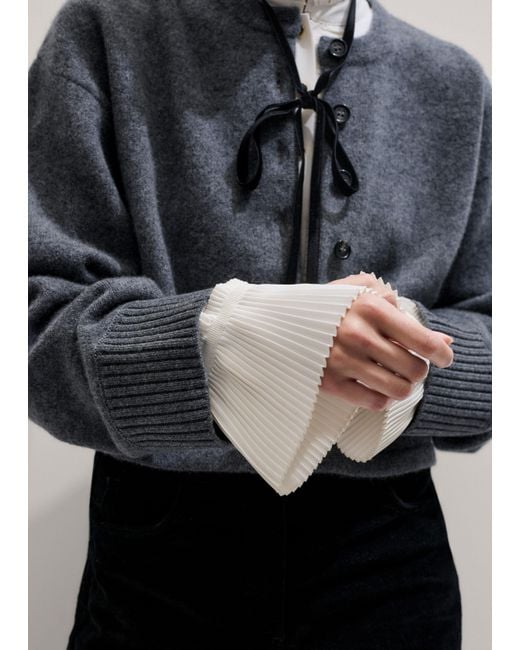 ME+EM Natural Frill Neck Layering Blouse + Tie