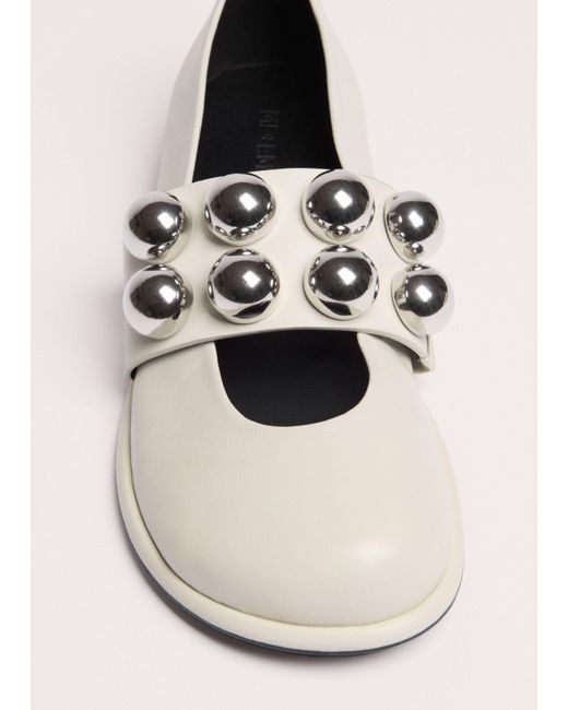 ME+EM Natural Oversized Stud Ballerina Flat