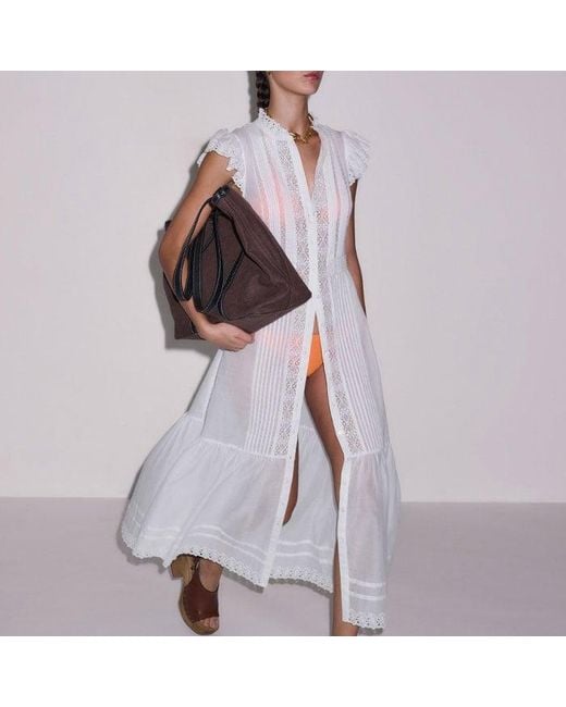 ME+EM Multicolor Cotton Voile Trim Detail Maxi Dress + Slip
