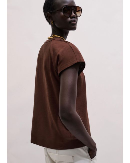 ME+EM Brown Open Placket Swing Top