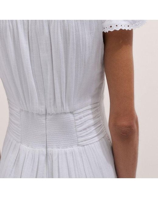 ME+EM Natural Cheesecloth Fit And Flare Maxi Dress