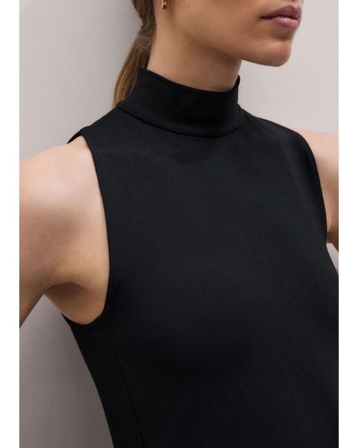 ME+EM Blue High Neck Sleeveless Top
