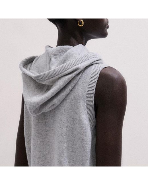 ME+EM Gray Sleeveless Zip Hoodie
