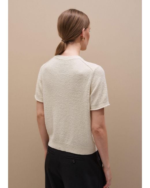 ME+EM Black Bouclé Straight Knit Button Tee