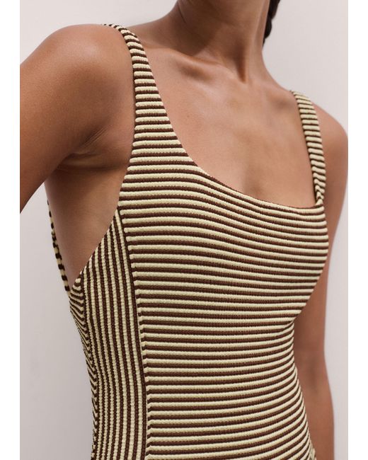 ME+EM Multicolor Microstripe Swimsuit Cinnamon-Cream